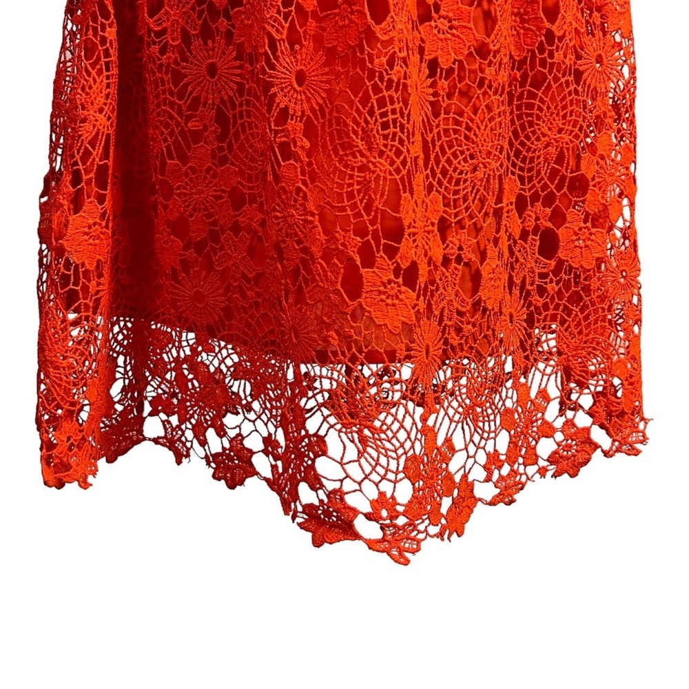 Sugarlips A Line Sleeveless Dress S Orange Floral Lace Overlay Feminine Chic - Picture 5 of 9